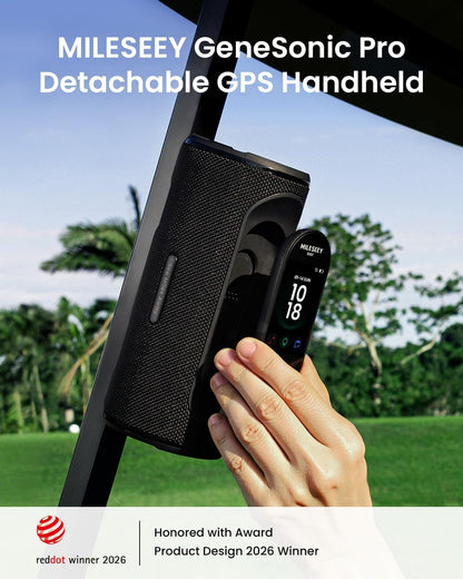 MiLESEEY GeneSonic Pro Golf GPS Speaker with 43K+ Courses No-Subscription Detachable GPS Handheld Rangefinder, MagLock, Color Touchscreen, Visual & Audible Yards, Layup/FCB/Hazard, 15H Battery, IP67