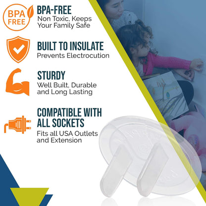 Wappa Baby Clear Outlet Covers, 50 Pack, Baby Safety Outlet Plug Covers, Durable Childproof Socket Protectors