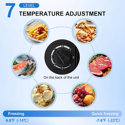 OGHLY 2.1 Cu Ft Upright Freezer, Small Mini Freezer with Removable Shelf Compact Standing Freezer with 7 Adjustable Temperature, Reversible Door, for Bedroom Office Apartment, Black
