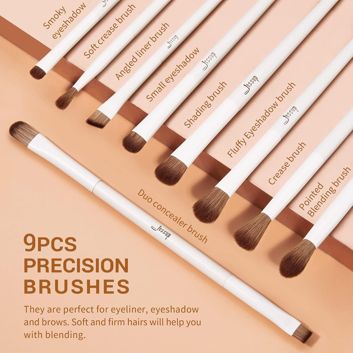 Jessup 14Pcs Premium Synthetic Makeup Brush Set T329 with Foundation Brush Flat Top for Face Blush Liquid Powder Foundation SF002