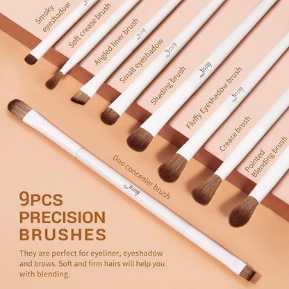 Jessup 14Pcs Premium Synthetic Makeup Brush Set T329 with Foundation Brush Flat Top for Face Blush Liquid Powder Foundation SF002