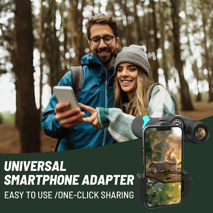 Tinllaans 15x55 UHD Binoculars with Phone Adapter, High-Powered BAK4 Prism Binoculars, 8° Wide Angle, IPX7 Waterproof & Fogproof, Fully Multi-Coated, Blue