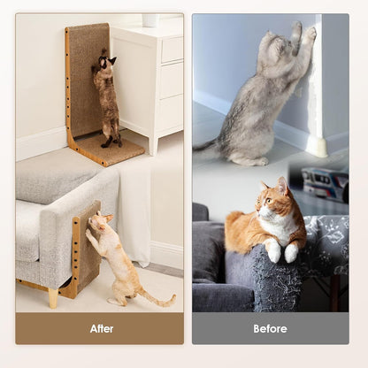 EHEYCIGA Cardboard Cat Scratcher for Indoor Cats, 26.8 Inch L-Shaped Cat Scratching Board, Brown