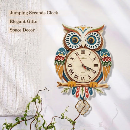 GryGooy Wooden Pendulum Clock Model Kit | 26-Piece Owl 3D Wooden Puzzle with Moving Clock Mechanism, DIY Wall Decor for Living Room & Study