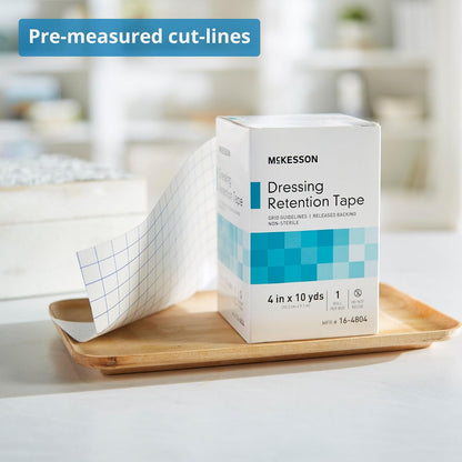 McKesson Dressing Retention Tape, Non-Sterile, White, 4 in x 10 yd, 24 pk