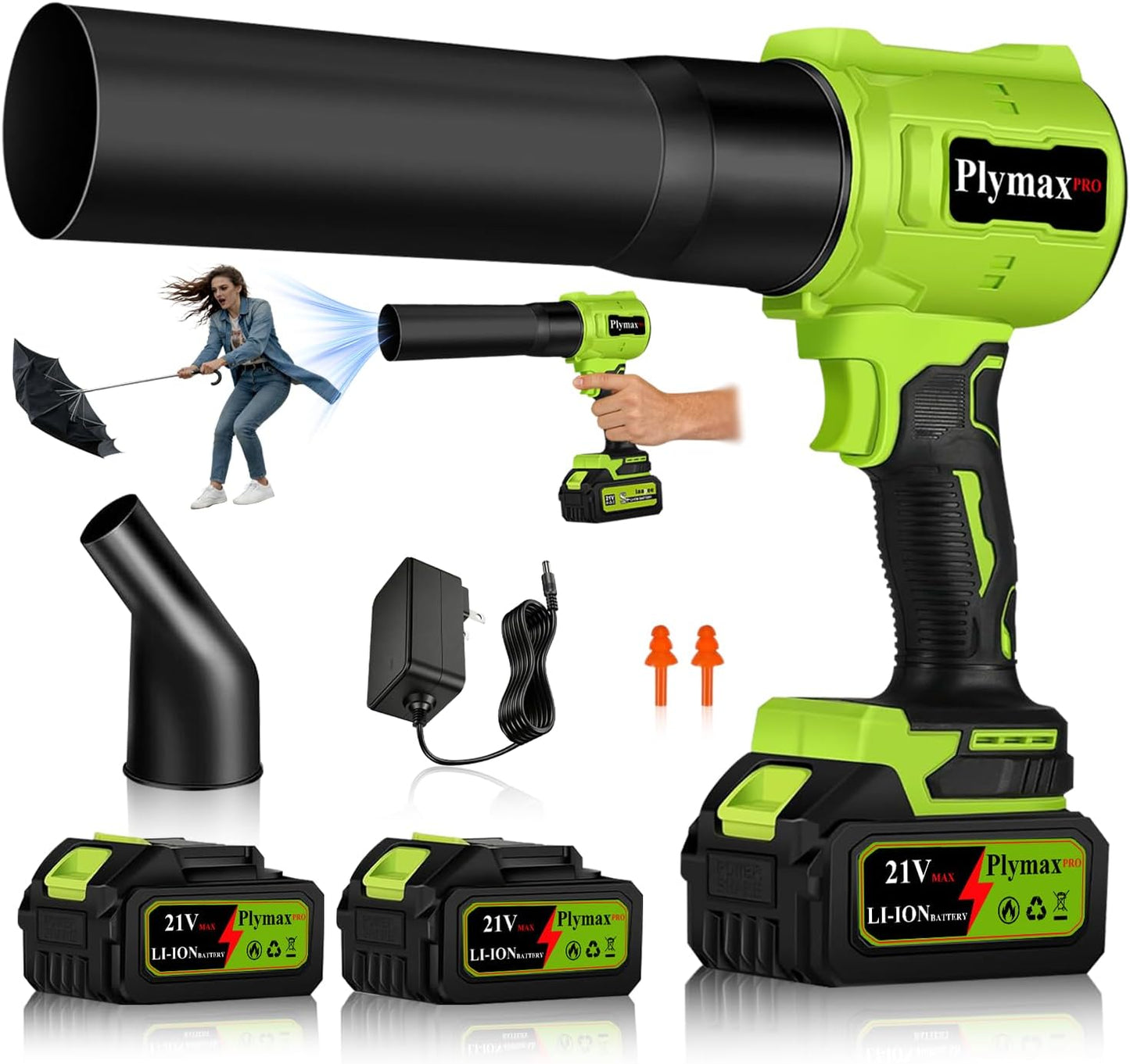Cordless Leaf Blower, 800,000 RPM Electric Handheld Blower, Leaf Blower Cordless with 2×4.0Ah Batteries & Charger,Snow Blowers with 2-Nozzles for Patio,Lawn Care,Dust,Snow & Car Drying