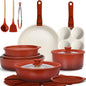 GIPP Pots and Pans Set Non Stick,Kitchen Cookware Set Detachable Handle, Non Toxic Cooking Pan Set with Frying Pans Set,RV Cookware Sets for All Stoves, Red...