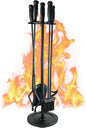 HyperionFlo Essentials 31.5-Inch 5-Piece Fireplace Tool Set with Stand