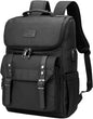 YALUNDISI Vintage Laptop Backpack, 15.6-Inch Travel Backpack with USB Charging Port, Water-Resistant College & Business Backpack for Women & Men, Black