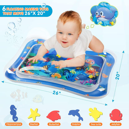 Infinno Inflatable Tummy Time Water Mat, Baby Sensory Toy for 3–24 Months, Leakproof BPA-Free PVC Water Play Mat for Tummy Time, Portable Baby Developmental Activity Mat