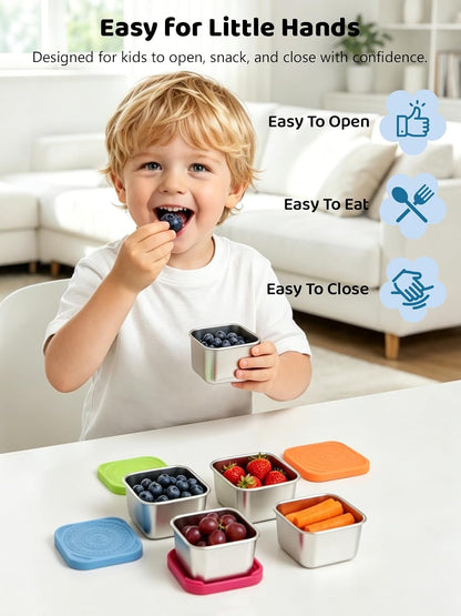 HTEVW 6-Pack Stainless Steel Snack Containers for Kids
