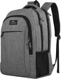 MATEIN Travel Laptop Backpack, 15.6-Inch College School Computer Bag, Water-Resistant Laptop Backpack with Multiple Pockets, Luggage Strap & Anti-Theft Pocket, Grey