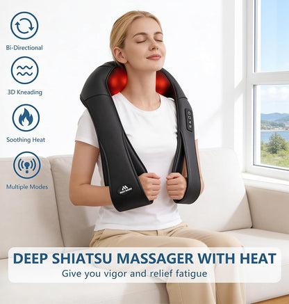 Neck Massager for Pain Relief Deep Tissue with Heat, Gifts for Women Men Shiatsu Back and Shoulder Massage, Mothers Day Gifts for Mom Wife, Christmas, Fathers Day Dad Gifts for Husband, NOT Cordless