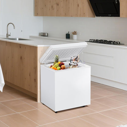 DOGHLY 2.0 Cu.Ft Chest Freezer, Small Deep Freezer with Removable Basket Mini Freezer with 7 Adjustable Temperature, Compact Food Storage Freezer Chest for Home Office Garage Apartment, White