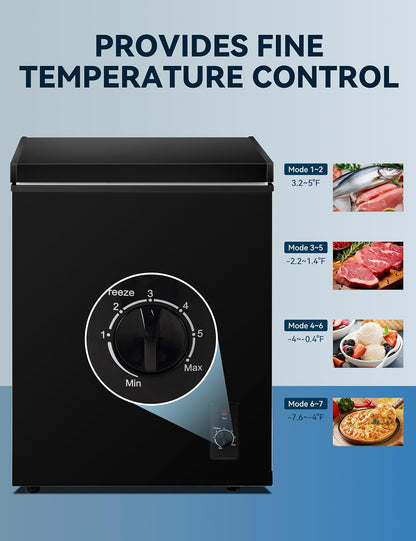7.0 Cu Ft Chest Freezer - Energy Saving Quiet Top Open Door Mini Freezer Adjustable 6 Thermostat - Compact Small Deep Freezer w/Removable Basket and Defrost Water Drain for Home/Apartment/Garage