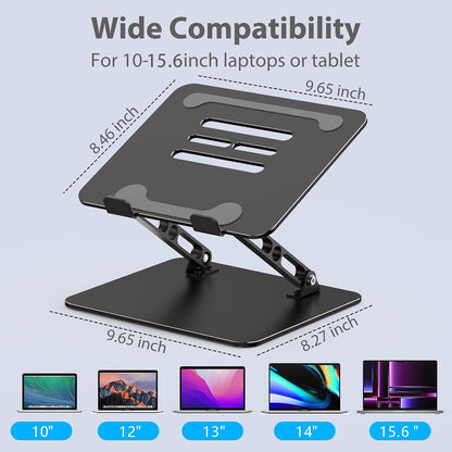 Gogoonike Adjustable Laptop Stand for Desk, Metal Laptop Riser Holder, Portable Foldable Desktop Book Stand, Ventilated Cooling Computer Notebook Stand for 10-15.6" Laptops & Tablets