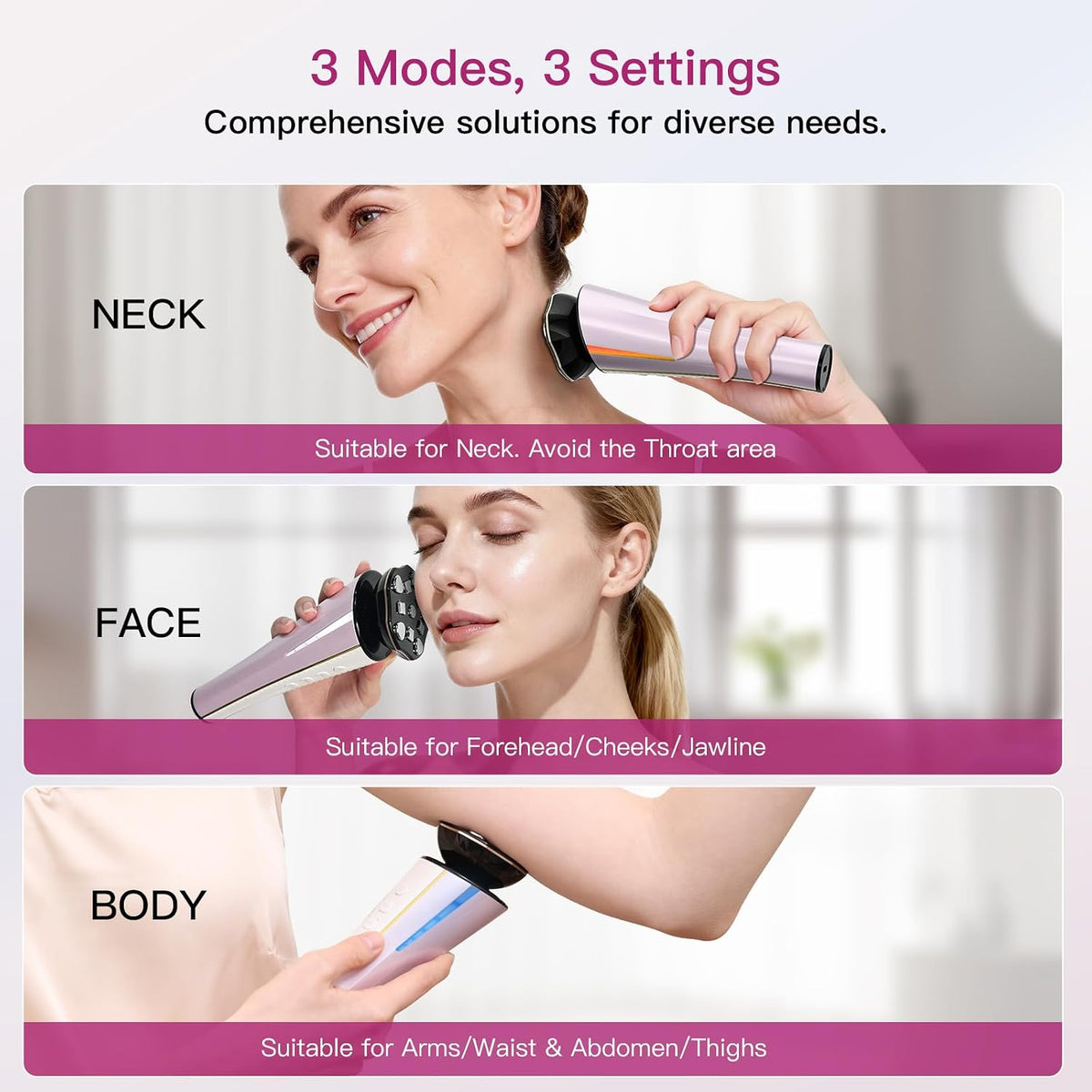 Microcurrent Facial Device 4-in-1 with Red/Blue Light FDA-Cleared 4 Light Therapy Modes & 3 Microcurrent Modes for Neck/Face/Body with 3 Levels & Lifting & Firming & Puffiness