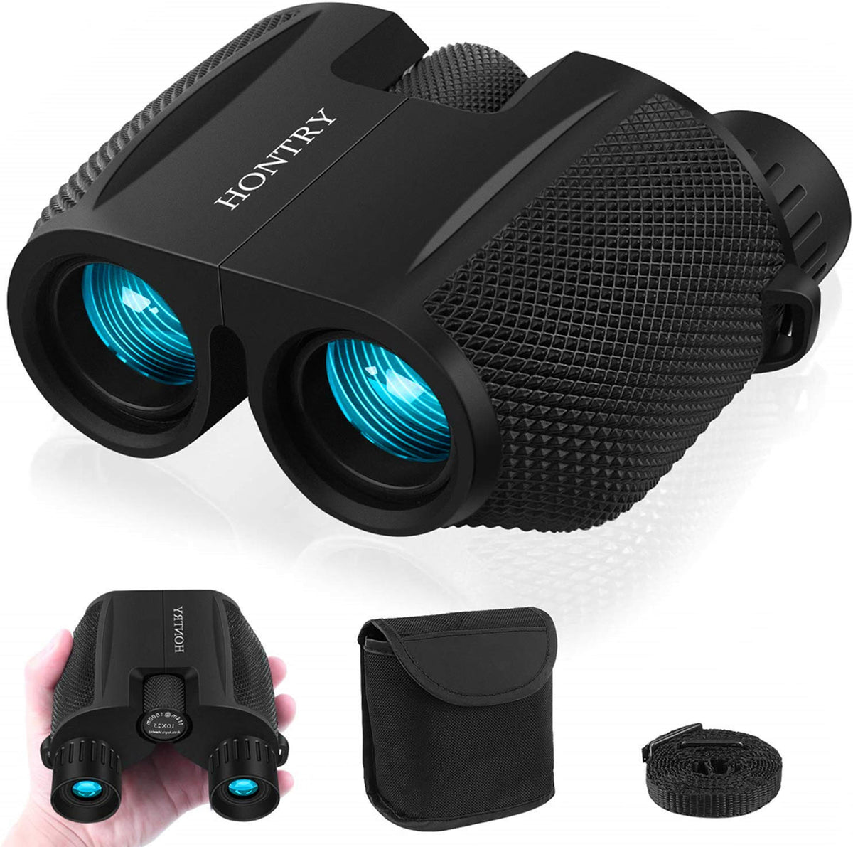 Hontry 10x25 Compact Binoculars for Adults & Kids, 25mm Objective Lens, Compact Lightweight Binoculars with BAK-4 Prisms for Bird Watching, Sports, Travel & Outdoor Activities
