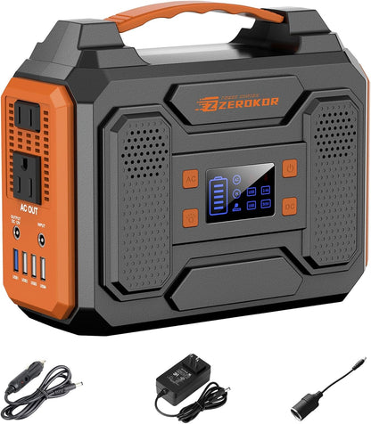 Portable Power Station 300W,110V Solar Generator 280Wh(without Solar Panel) 120V Portable Power Bank with AC Outlet Pure Sine Wave, DC, USB QC3.0, External Battery Power Pack for Camping RV Outdoor Use