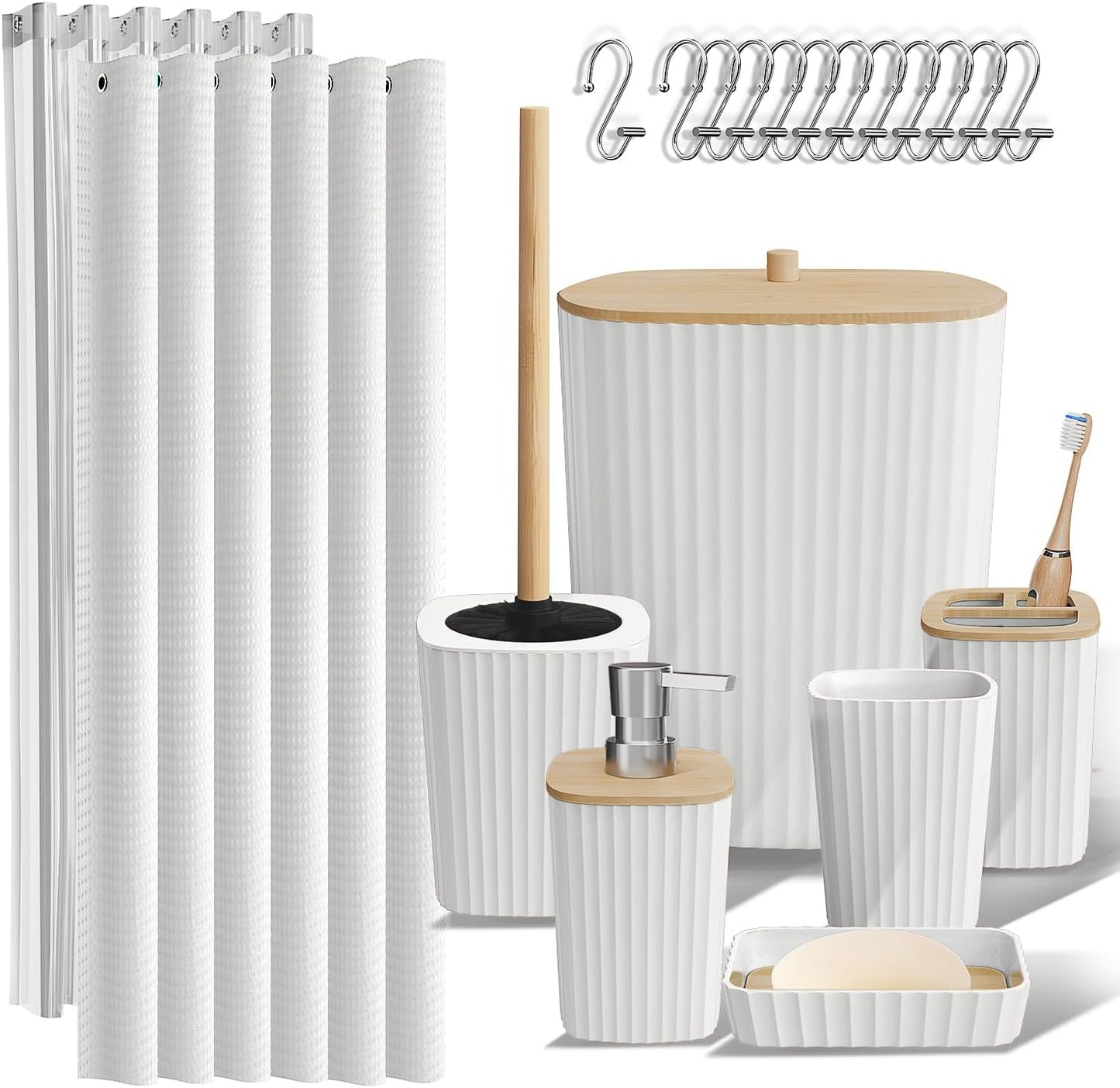 Clara Clark Black Bathroom Set, Shower Curtain Set, Bathroom Accessory Set