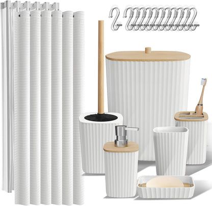 Clara Clark Black Bathroom Set, Shower Curtain Set, Bathroom Accessory Set