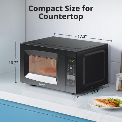 COMFEE' Countertop Microwave Oven, 0.7 Cu.Ft, 700W, Black, ECO Mode Sound On/Off, One-Touch Buttons, Child Safety Lock, for Dorm, Apartment, Office