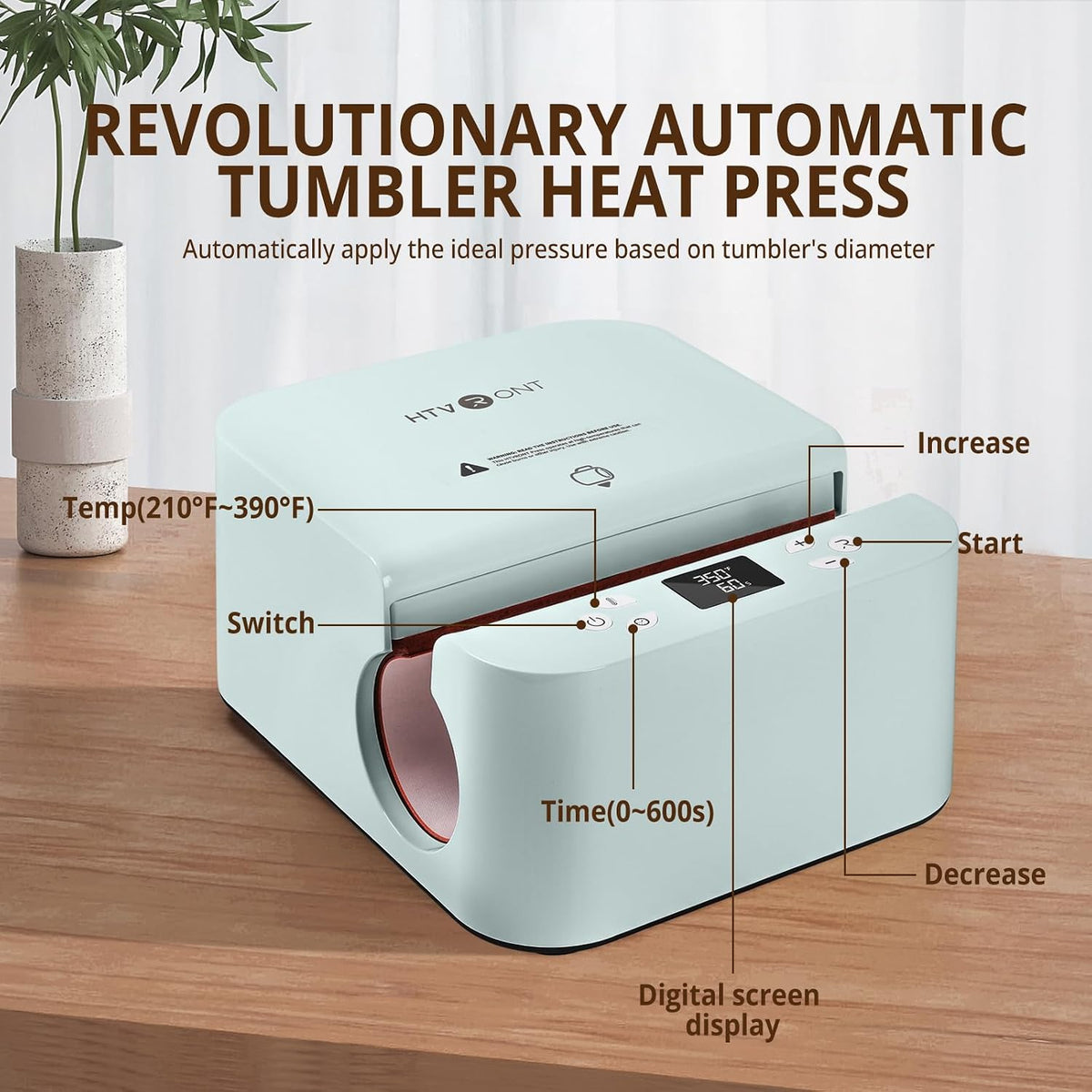 HTVRONT Auto Tumbler Heat Press Machine - Sublimation Tumblers, Glasses Mug Press for Diameter 2.9-3.2" Cup| Even Heat & Vivid Sublimation| Ideal for Beginner, Crafter, Hobbyist, Small Business