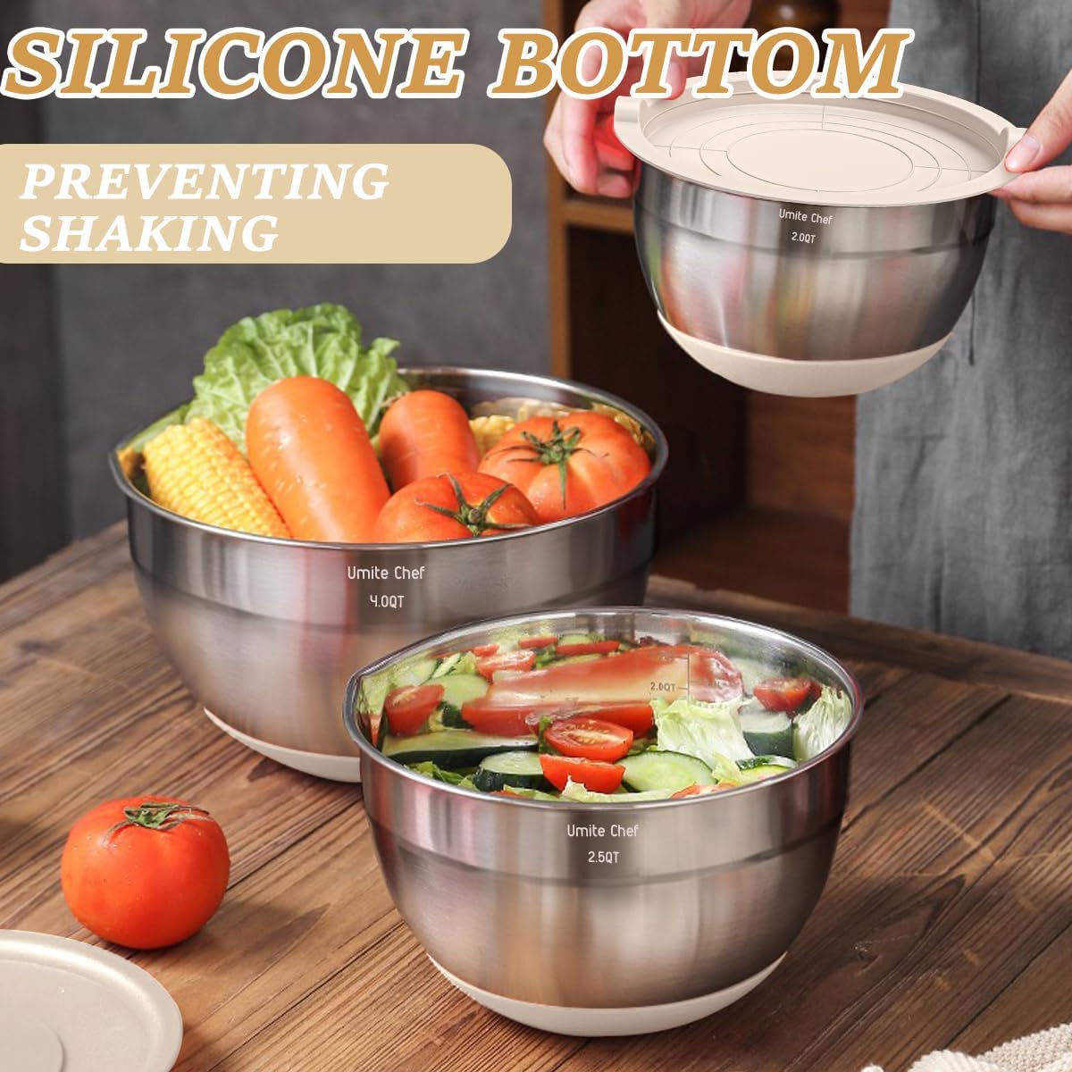 Umite Chef 26-Piece Stainless Steel Mixing Bowl Set