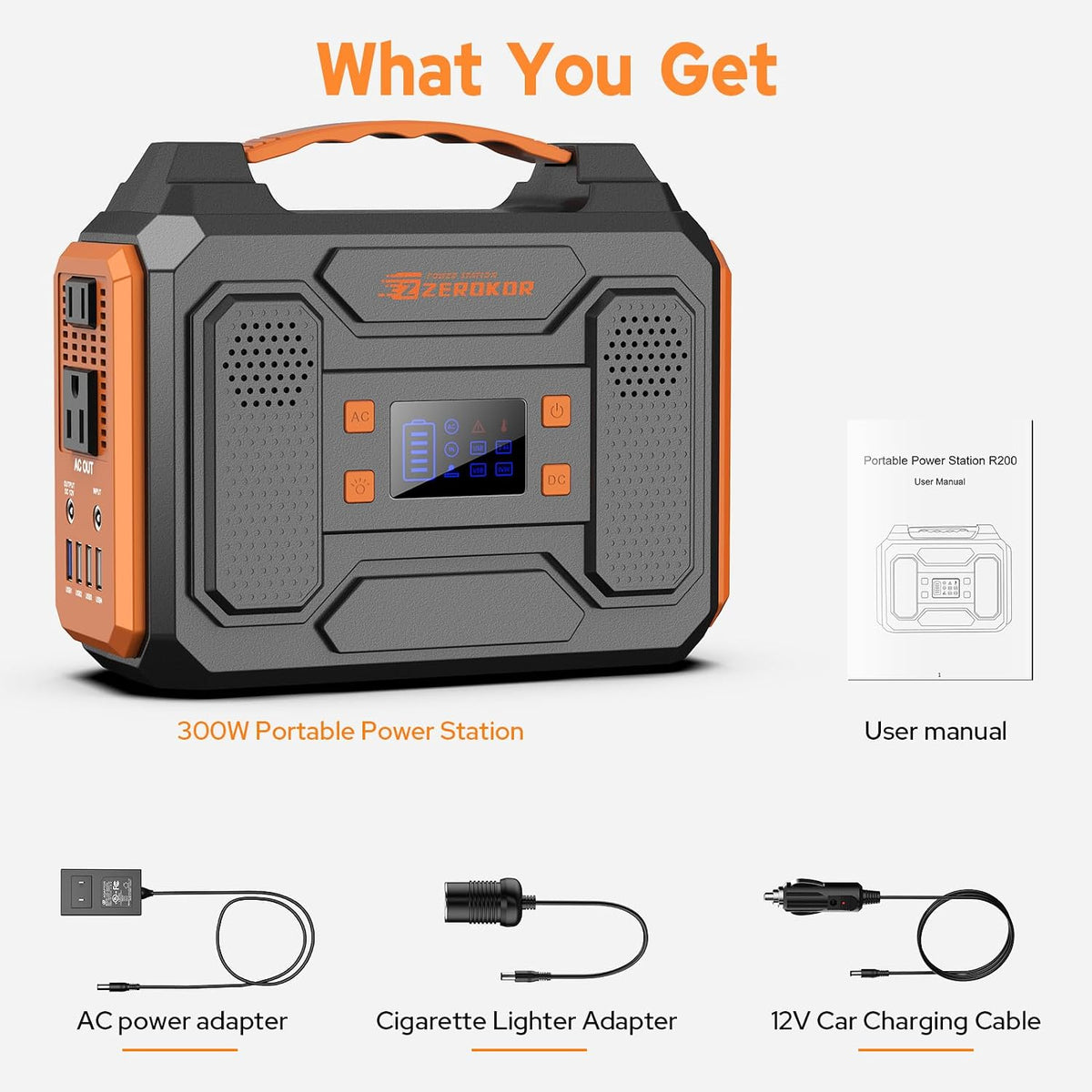 Portable Power Station 300W,110V Solar Generator 280Wh(without Solar Panel) 120V Portable Power Bank with AC Outlet Pure Sine Wave, DC, USB QC3.0, External Battery Power Pack for Camping RV Outdoor Use