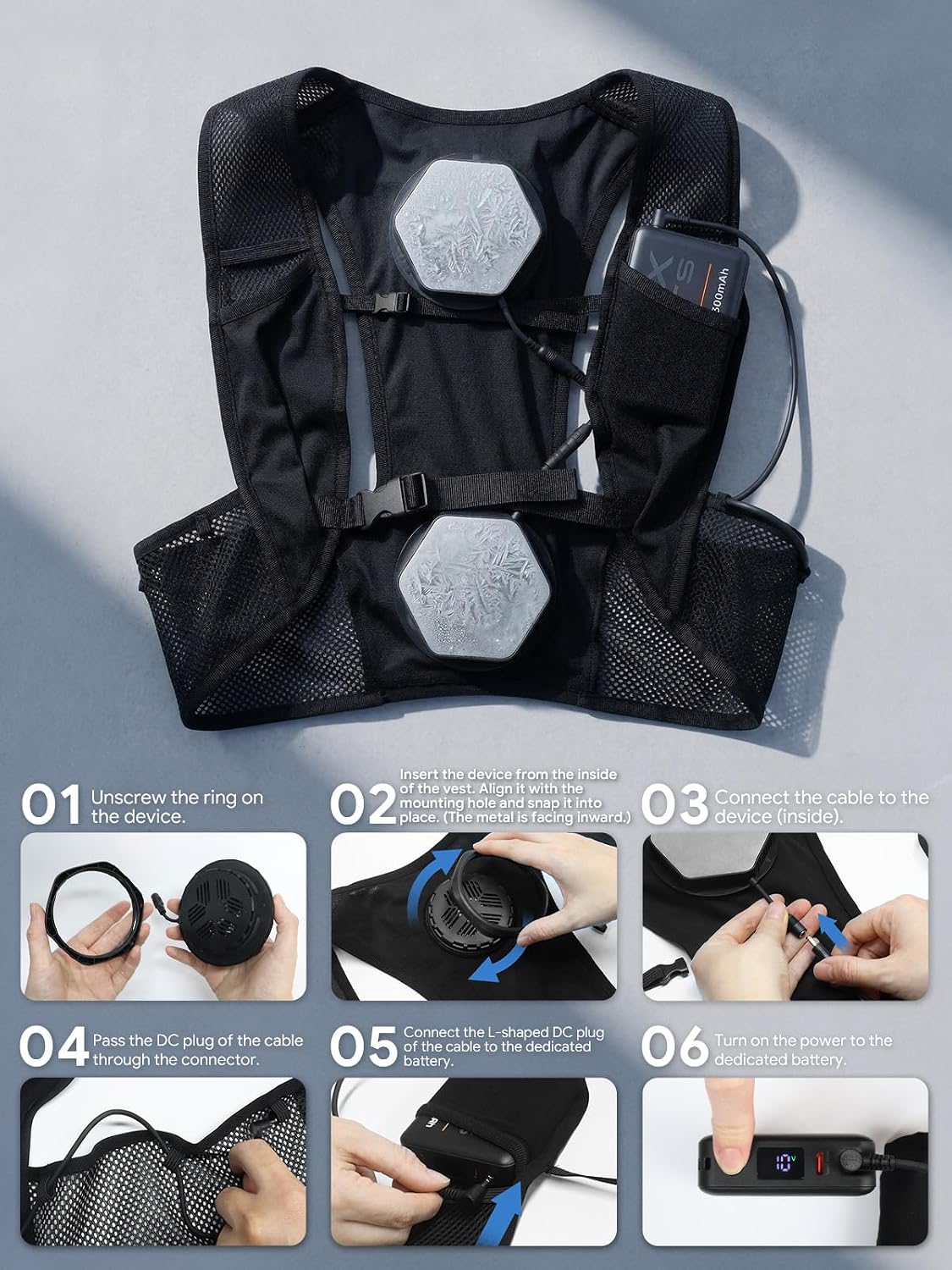 LABEWVI Semiconductor Peltier Cooling Vest with 20000mAh Battery Pack, 3 Cooling Modes, Up to -24℃ Cooling
