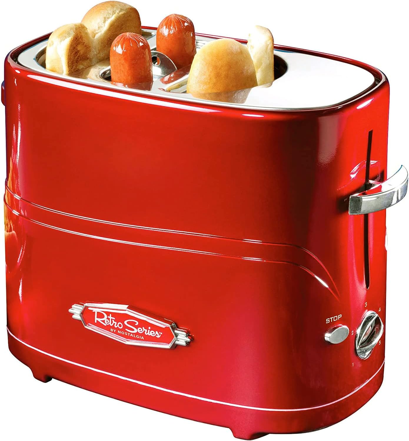 Nostalgia 2-Slot Hot Dog & Bun Toaster Retro Red
