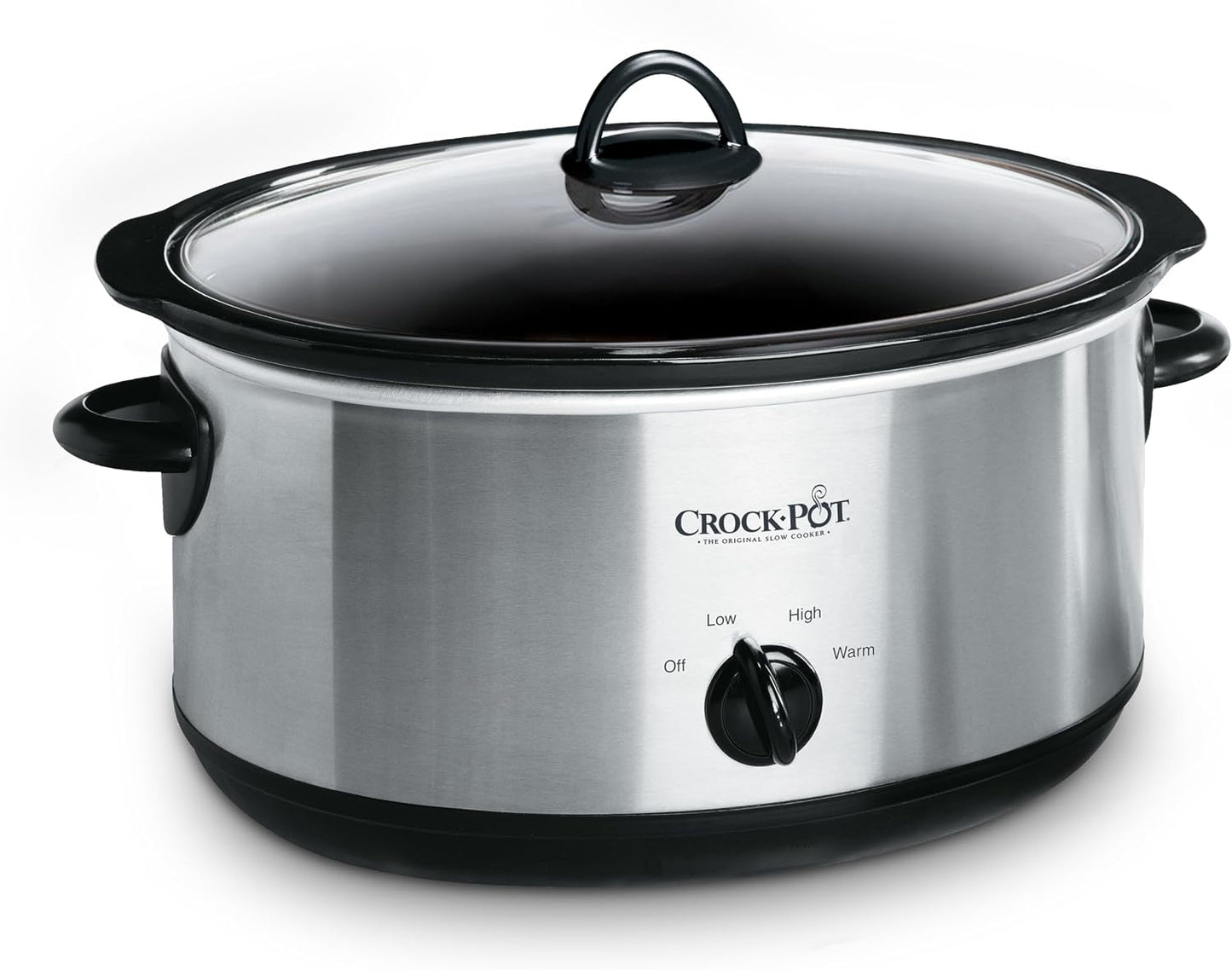 Crock-Pot 7-Quart Manual Slow Cooker, Family Size with Removable Stoneware, Warming Setting & Dishwasher-Safe Parts, Stainless Steel