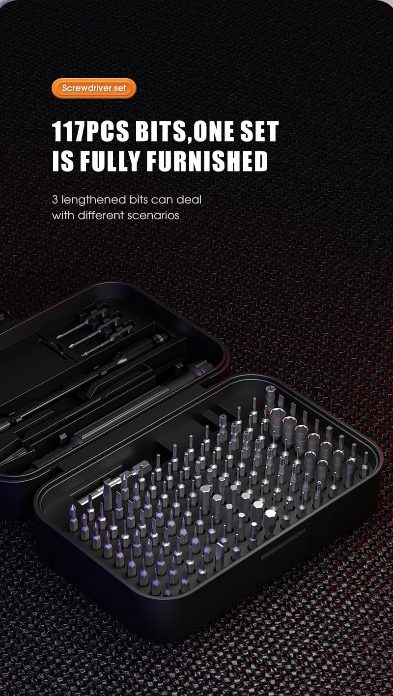 HyperionFlo Essentials 150-in-1 Precision Screwdriver Set, 120 Magnetic Bits & 30-Piece Tool Kit for Electronics, Computers, Phones, Watches, Cameras & Laptops, Black/Silver
