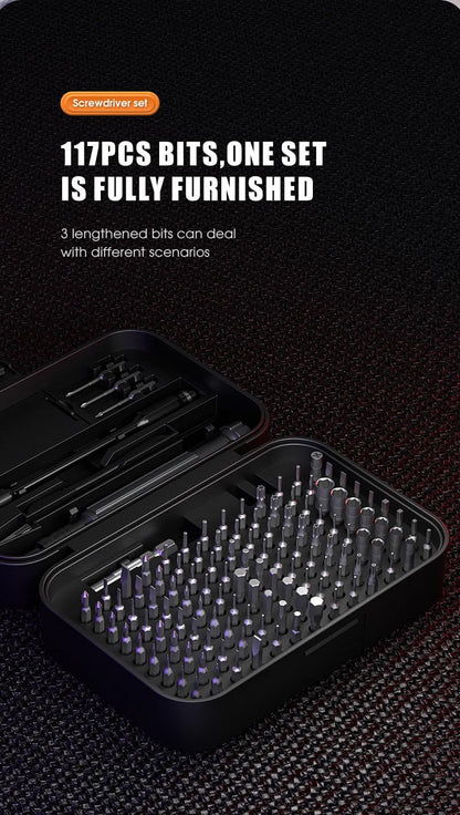 HyperionFlo Essentials 150-in-1 Precision Screwdriver Set, 120 Magnetic Bits & 30-Piece Tool Kit for Electronics, Computers, Phones, Watches, Cameras & Laptops, Black/Silver