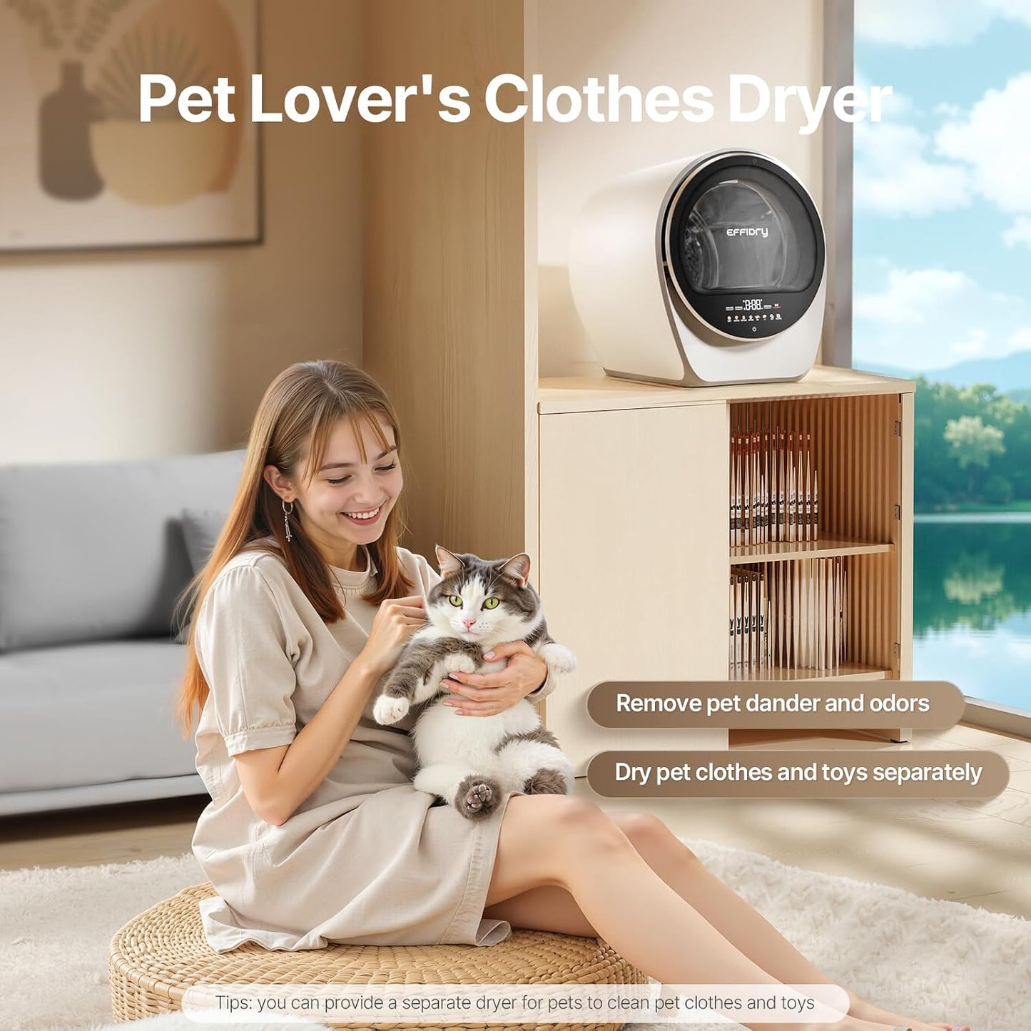 S3 Compact Clothes Dryer 1.0 cu.ft Capacity 110V 1050W Portable Dryers Machine with Stainless Steel Drum 8 Drying Mode for Small Spaces,Apartments dorm Mini electric secadora portatil de ropa