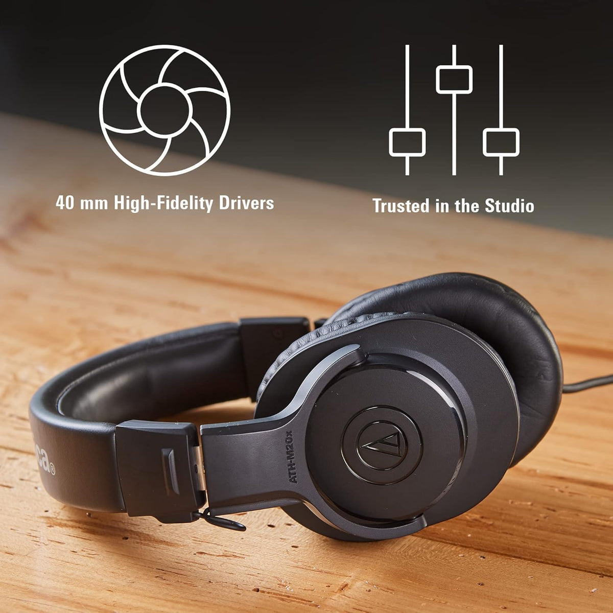 Audio-Technica ATH-M20x Professional Studio Monitor Headphones | 40mm Drivers, Closed-Back Design, 47 Ohm & 3m Cable