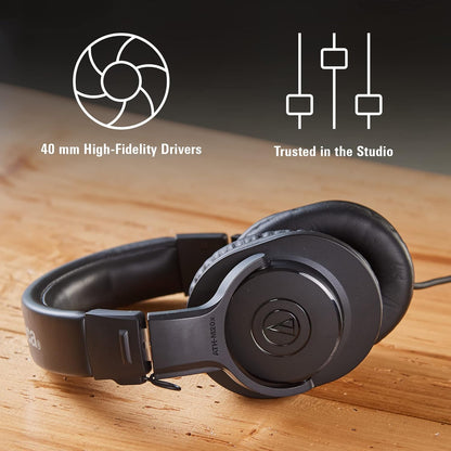 Audio-Technica ATH-M20x Professional Studio Monitor Headphones | 40mm Drivers, Closed-Back Design, 47 Ohm & 3m Cable