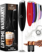 Zulay Kitchen Milk Frother Handheld Electric Whisk – Frother Wand, Durable Drink Mixer, Coffee Frother, Hand Blender, Frother for Protein Powder, Matcha & More - Black