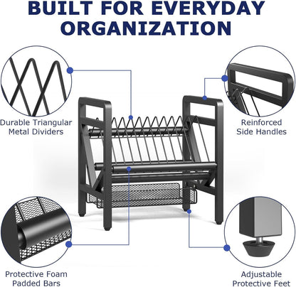 Vertical Laptop Stand, Laptop Storage Rack 12-Device Open Charging Station for Chromebooks/Tablets, File Folder Organizer, Desk Organizer