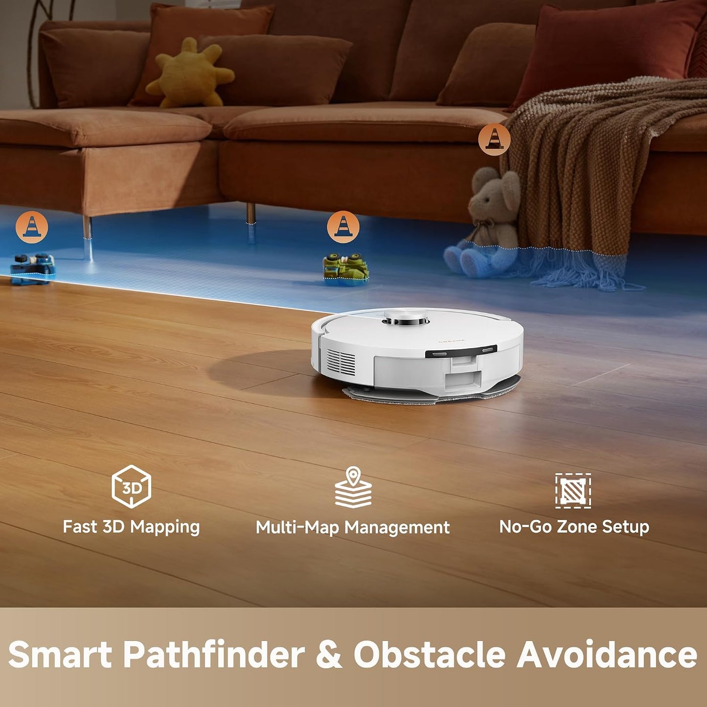 dreame D20 Air Plus Robot Vacuum and Mop, 20,000Pa Powerful Suction 120-Day Self-Emptying with 4L Dust Bag, Anti-Tangling Tech, Edge-to-Corner Cleaning, Deep Carpet Cleaning, 360° Navigation