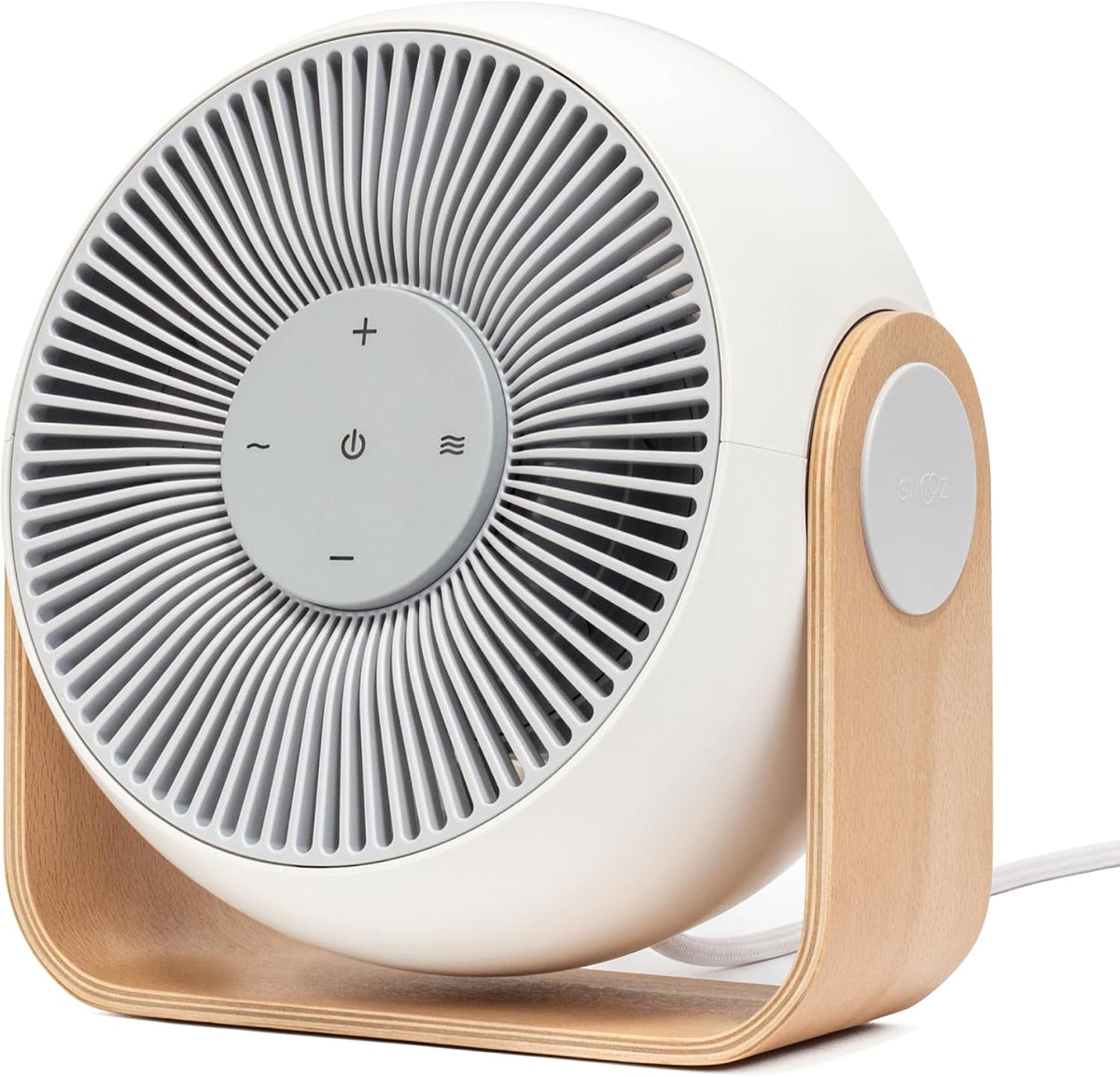 SNOOZ Breez 2 Smart Cooling Fan for Bedroom & White Noise Machine, 380 CFM Premium Bedroom Fan, 10 Fan Speeds, 10 White Noise Levels, App Remote, Timer, Scheduling, Auto Temp, Real Wood Base