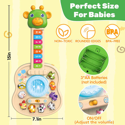 Tsomtto Musical Giraffe Guitar, 4-in-1 Baby Piano Toy for Toddlers