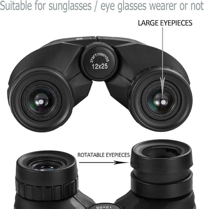 occer 12x25 Compact Binoculars for Adults and Kids