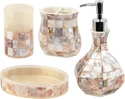 Milano Mother of Pearl 4 Piece Resin Bathroom Accessories Set