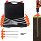 x-vesolje 8-Inch Heavy Duty Screw-In Tent Stakes, 12-Pack Drill-In Ground Anchors with Hex Socket & Storage Case, Galvanized Metal Tent Pegs for Camping, Canopies & Outdoor Inflatables, Orange
