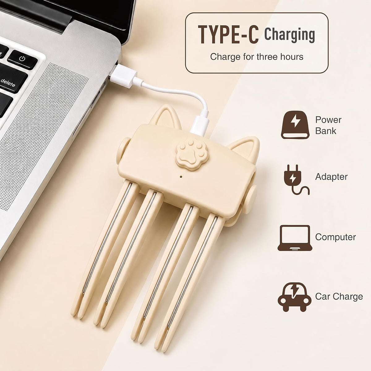 HyperionFlo Essentials Root Volumizing Heated Comb, 2-Piece Root Lift Clip, Dual-Temperature USB-C Rechargeable Hair Styling Tool