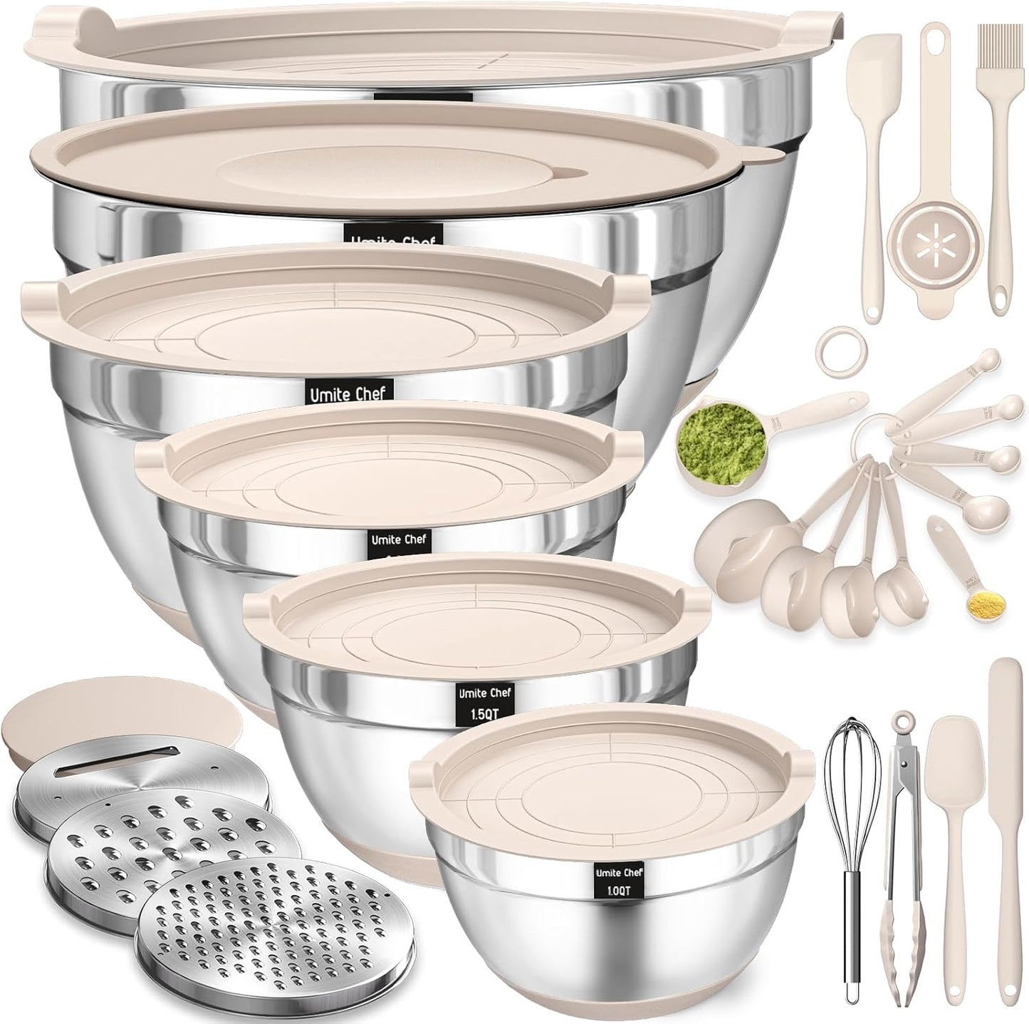 Umite Chef 26-Piece Stainless Steel Mixing Bowl Set