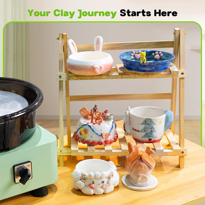 Alldeer 11 inch Pottery Wheel for Adults, Professional Pottery Kit 350W Electric Clay Wheel with Detachable Basin, 300RPM Foot Pedal Control, 19PCS Pottey Tools, for Beginners Starters