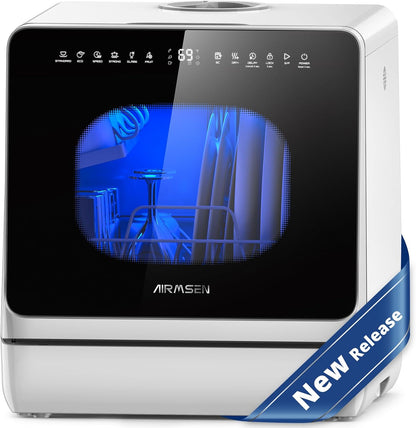 AIRMSEN Countertop Dishwasher with Built-in Water Tank & Softener