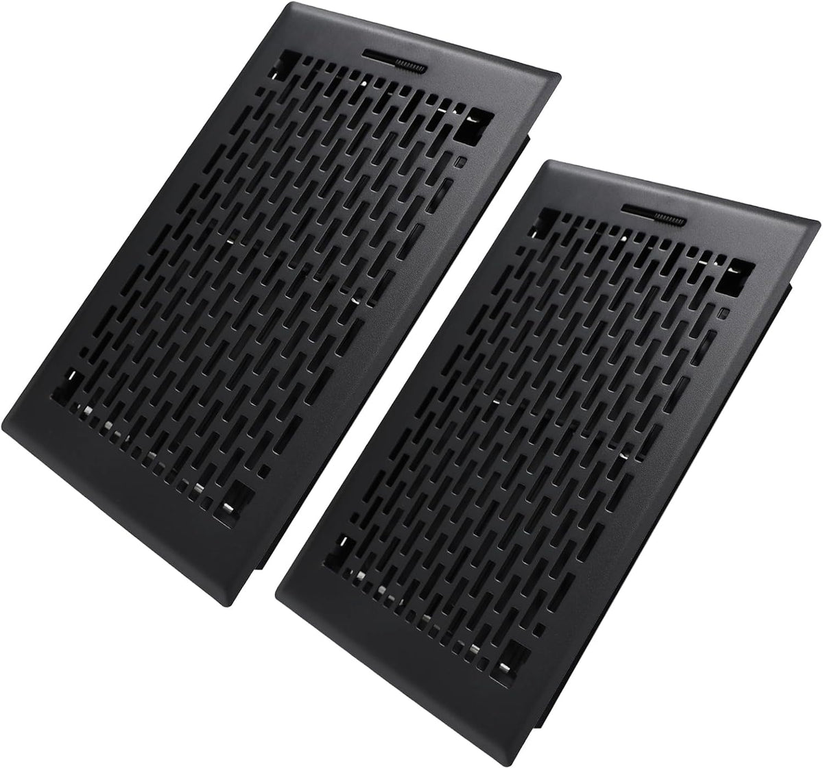 Howeall 6x10 Inches 2 Pack Heavy Duty Walkable Floor Register - Easy Adjust Air Supply Lever Decorative Floor Vent Covers, Boston Design Vent Covers for Home - Matte Black